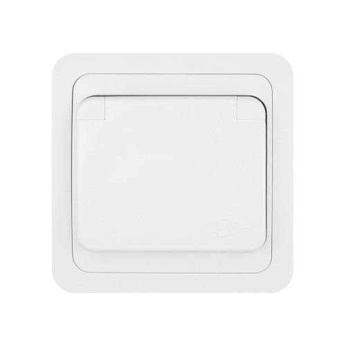 Розетка с крышкой 2П+З 16А IP44 белая 
