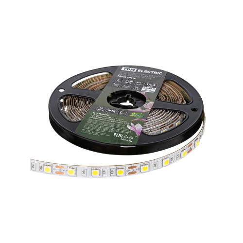 Лента светодиодная SMD5050-60 LED/м-IP20-12 В-14,4 Вт/м-6000 К (5 м) блистер TDM