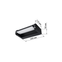 Светильник настенный LED, Аура, L200 мм, 6 Вт, 3000 K, алюм./черн., IP65, TDM