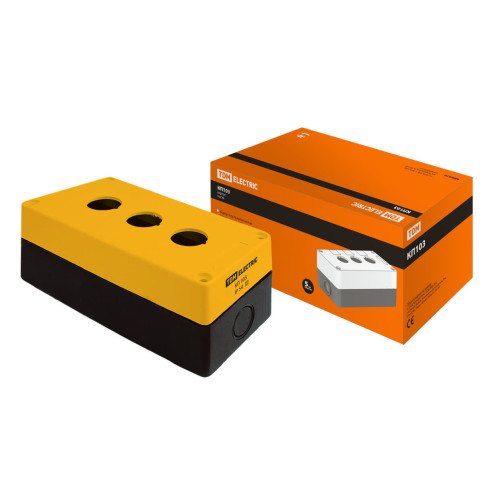 Корпус КП103 для кнопок, 3 места, желтый, IP54 TDM