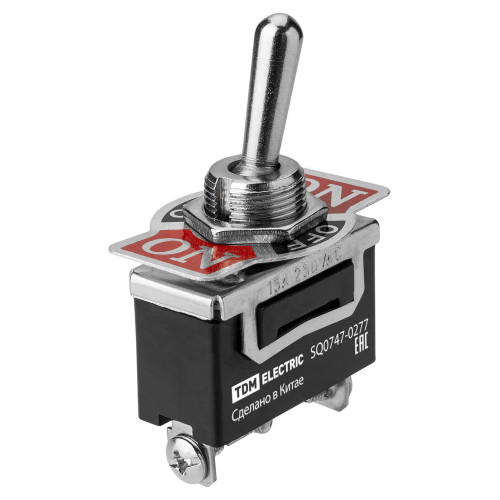 Переключатель-тумблер KN3C-123AAH 1P 250В AC/DC 15А (3c) ON-OFF-ON без фиксации TDM