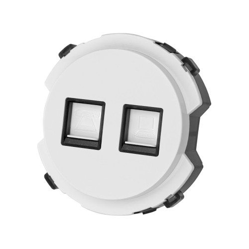 Розетка телефонная RJ11 + компьютерная RJ45 белая, 