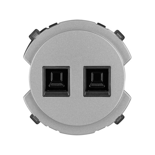 Розетка компьютерная двойная RJ45 платина, 