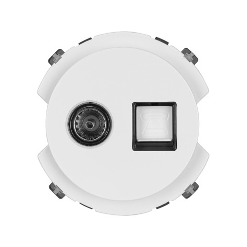 Розетка телефонная RJ11 + TV розетка оконечная белая, 
