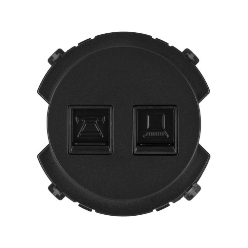 Розетка телефонная RJ11 + компьютерная RJ45 агат, 