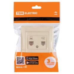 Розетка телефонная RJ11 + компьютерная RJ45 сл. кость