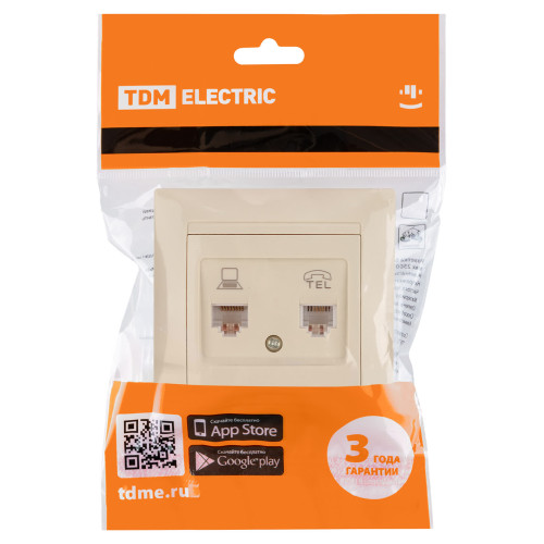 Розетка телефонная RJ11 + компьютерная RJ45 сл. кость 