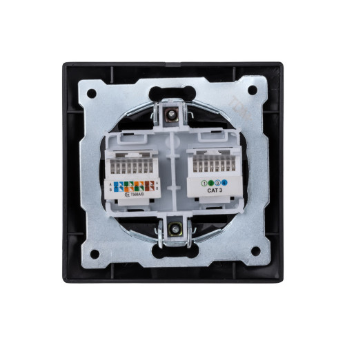 Розетка телефонная RJ11 + компьютерная RJ45 графит 