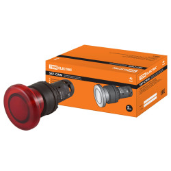 Кнопка грибовидная SB7-CWM42 с возвратом, 1НЗ, с подсветкой 220 В LED, d35 мм, красная, IP40 TDM