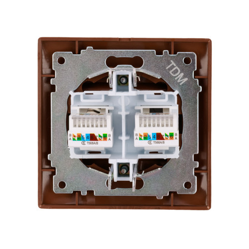 Розетка компьютерная двойная RJ45 венге 