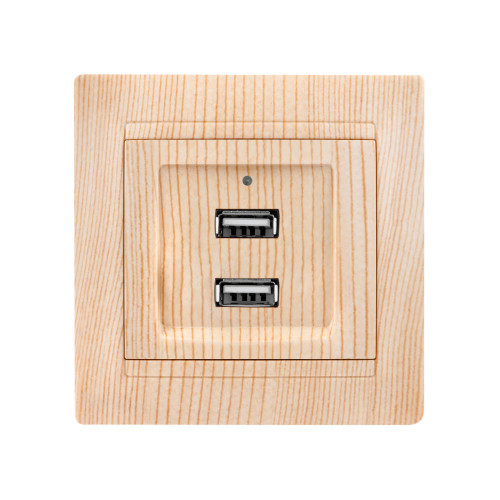 Розетка 2USB порт 2,1А 5В сосна 