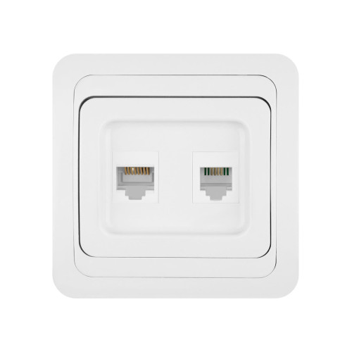 Розетка компьютерная RJ-45 + TФ (RJ-11) белая 