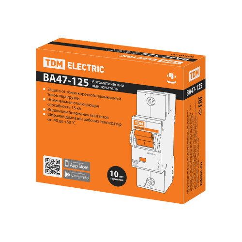 Авт. выкл. ВА47-125 1Р 40А 15кА  х-ка С TDM