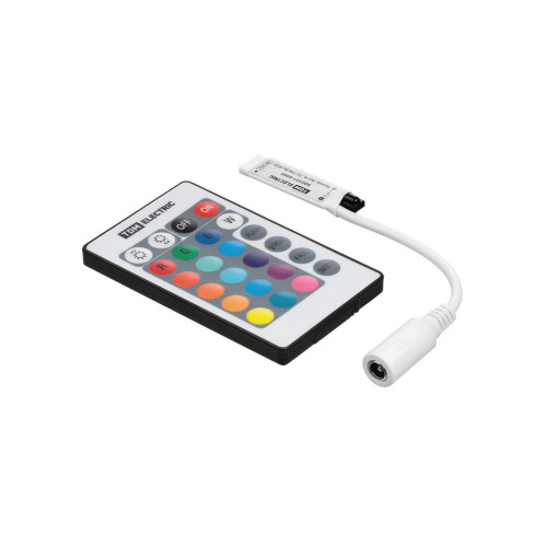 Контроллер для светодиодных лент и модулей RGB-IR-12В-6А-72Вт-IP20, 3 канала, пульт 24 кнопки, TDM