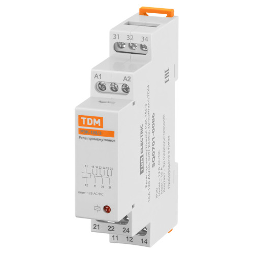 Реле промежуточное РЭК-1М/3 16А  12В АС/DC (DIN-рейка, 3р-контакт) TDM