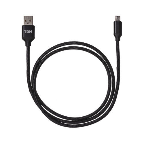 Дата-кабель, ДК 7, USB - micro USB, 1 м, тканевая оплетка, черный, TDM