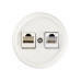 Розетка телефонная RJ11 + компьютерная RJ45 белая «Болонь» TDM