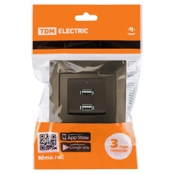 Розетка 2USB порт 2,1А 5В бронза