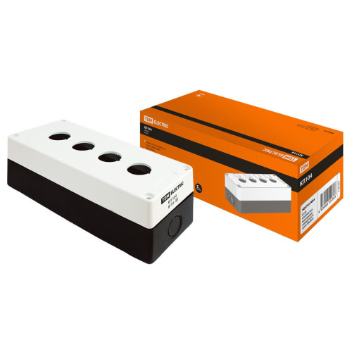 Корпус КП104 для кнопок, 4 места, белый, IP54 TDM