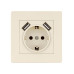Розетка 2П+З 16А 250В + 2 USB порта 2,1А 5В сл. кость 