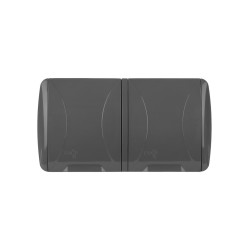 Розетка двойная 2П+3 открытой установки IP54 16А с крышкой серая