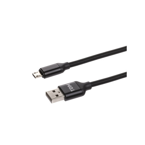 Дата-кабель, ДК 8, USB - USB Type-C, 1 м, тканевая оплетка, черный, TDM