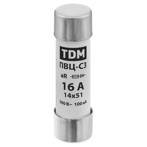Плавкая вставка ПВЦ-С3 14х51 aR (быстродействующая) 16А TDM