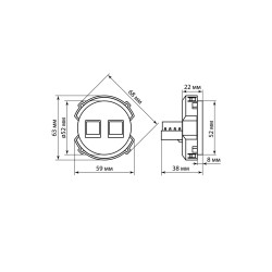 Розетка компьютерная двойная RJ45 платина, 