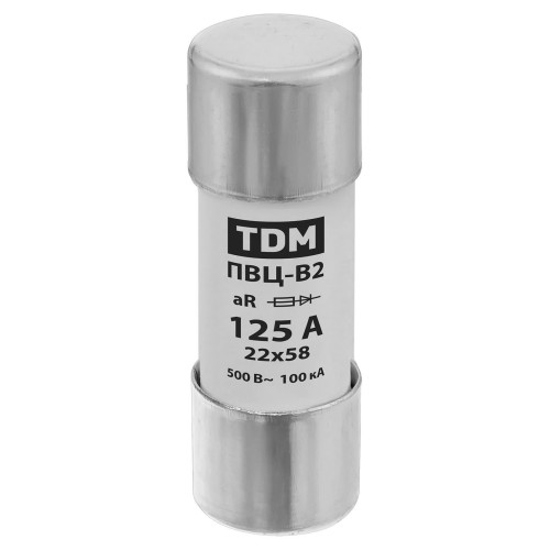 Плавкая вставка ПВЦ-B2 22х58 aR (быстродействующая) 125А TDM
