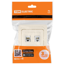 Розетка компьютерная RJ-45 + TФ (RJ-11) сл. кость