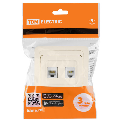 Розетка компьютерная RJ-45 + TФ (RJ-11) сл. кость 