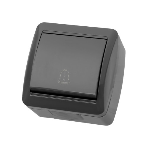 Кнопка звонковая открытой установки IP44 6А серая 