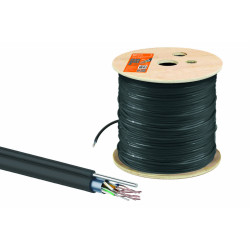 Кабель витая пара F/UTP Cat 5e 4х2х24AWG (305м) solid, PE для наружн. прокл., чёрный, трос 1,2мм TDM