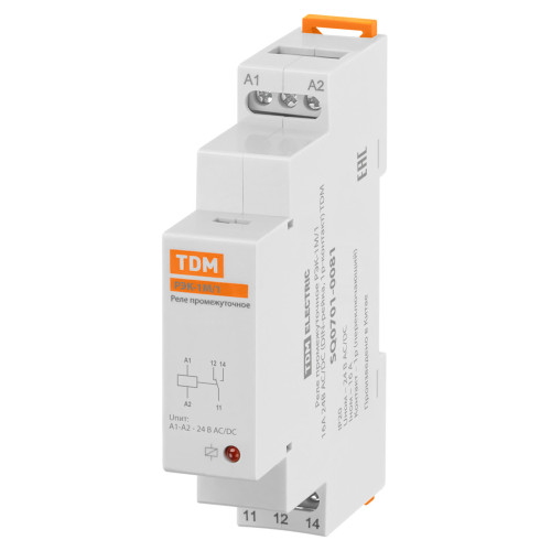 Реле промежуточное РЭК-1М/1 16А  24В АС/DC (DIN-рейка, 1р-контакт) TDM