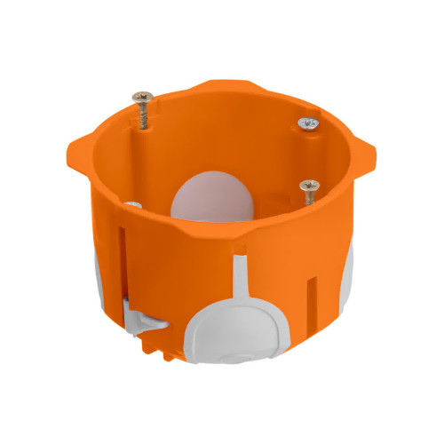 Установочная коробка СП D68х50 мм, 2-х компон., саморезы, пл. лапки, IP30, оранж., инд. штрихкод TDM