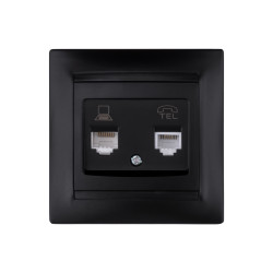 Розетка телефонная RJ11 + компьютерная RJ45 графит
