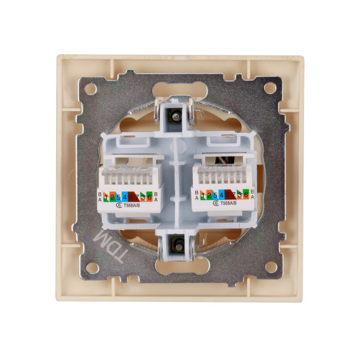 Розетка компьютерная двойная RJ45 сосна 