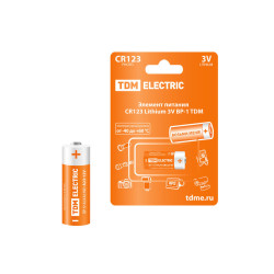 Элемент питания CR123 Lithium 3V BP-1 TDM