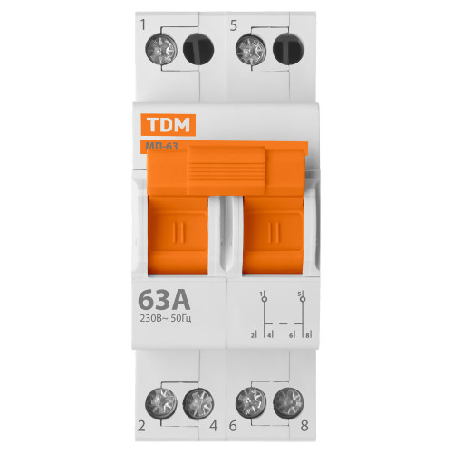Модульный переключатель трехпозиционный МП-63 2P 63А TDM