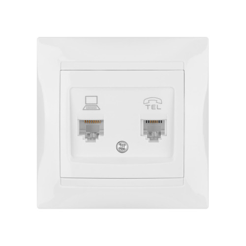 Розетка телефонная RJ11 + компьютерная RJ45 белая 