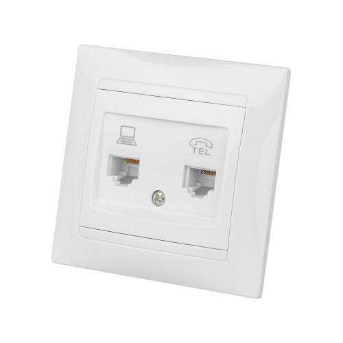 Розетка телефонная RJ11 + компьютерная RJ45 белая 