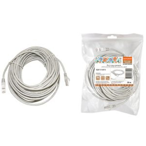 Патч-корд народный U/UTP Cat 5e 4PR 24AWG PVC, литой 20 м, серый