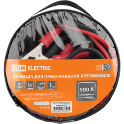 Провода для прикуривания автомобиля 500 A, 3 м, в чехле на молнии TDM