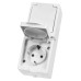 Розетка двойная 2П+З (вертикальная) открытой установки IP54 16А белая 