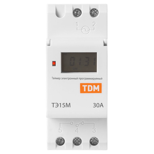 Таймер электронный на DIN-рейку ТЭ15М-1мин/7дн-32on/off-30А-DIN TDM