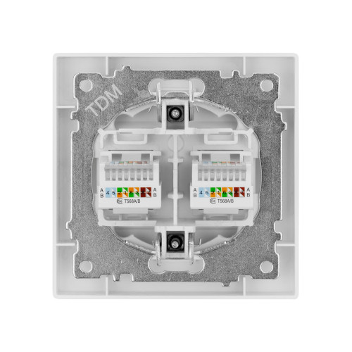 Розетка компьютерная двойная RJ45 белая 