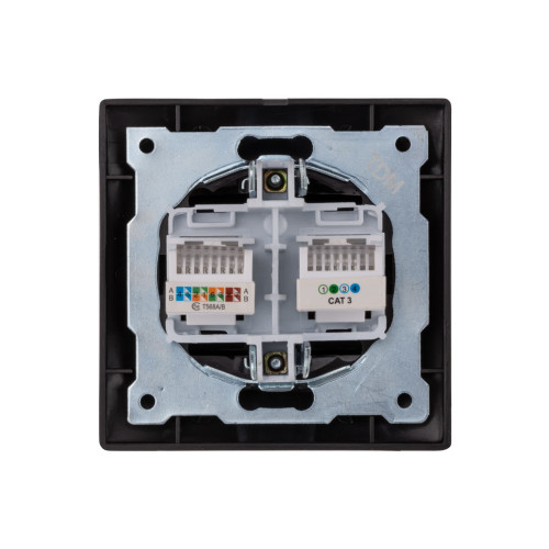 Розетка телефонная RJ11 + компьютерная RJ45 шоколад 
